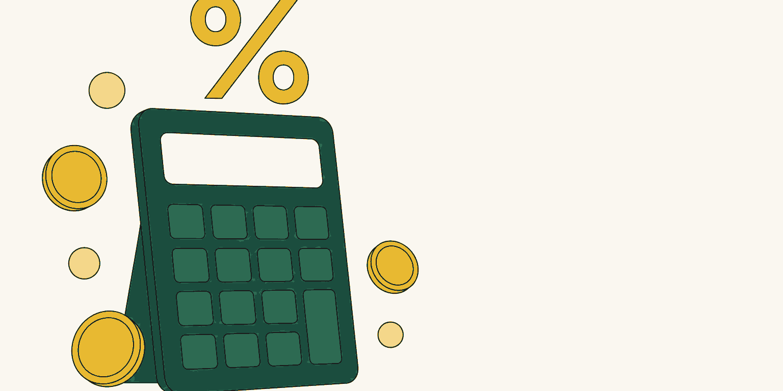 Illustrazione di calcolatrice con simbolo percentuale per il calcolo IVA nei preventivi