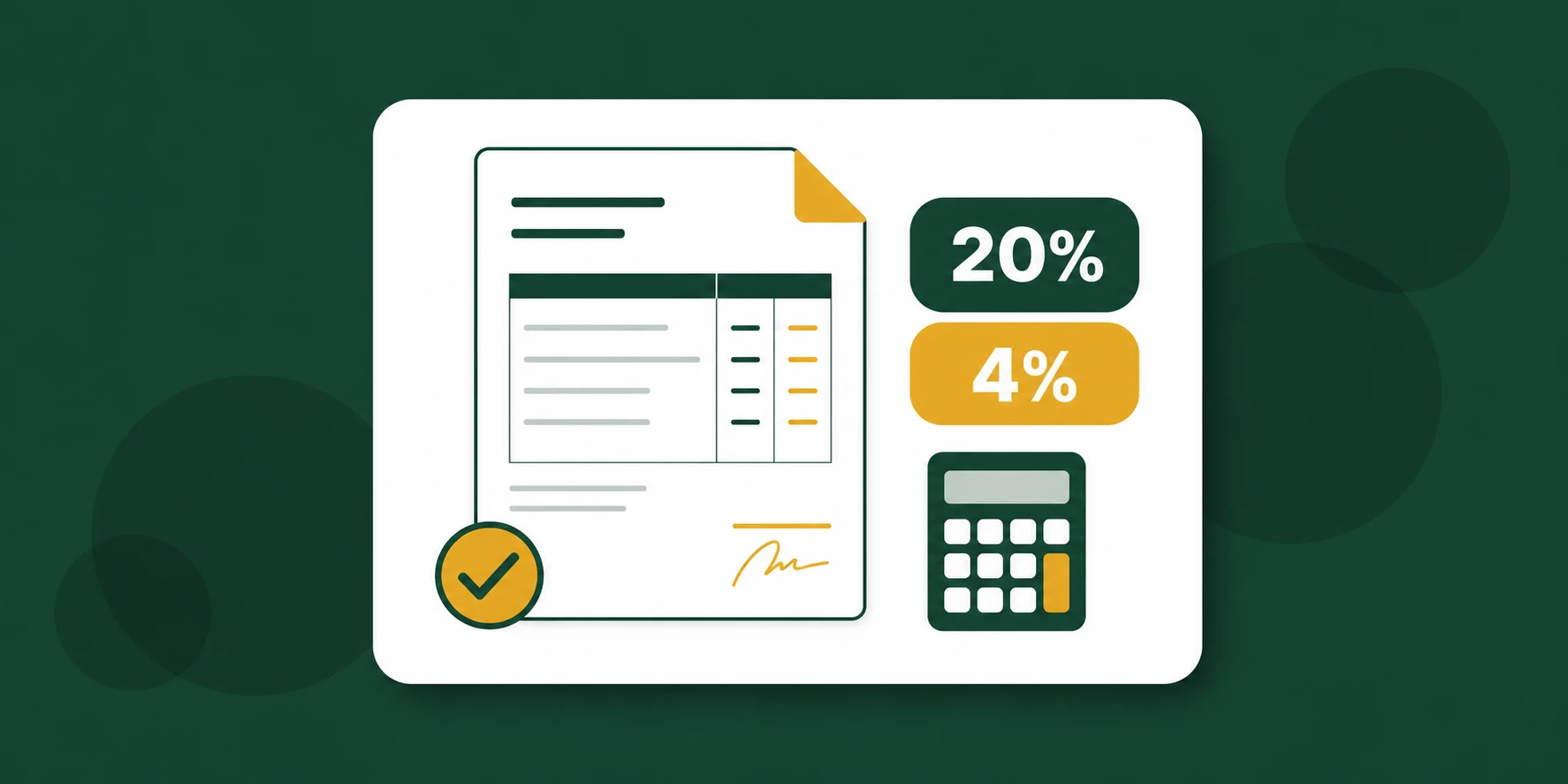 Illustrazione di un preventivo con badge ritenuta d’acconto 20% e rivalsa INPS 4% e calcolatrice